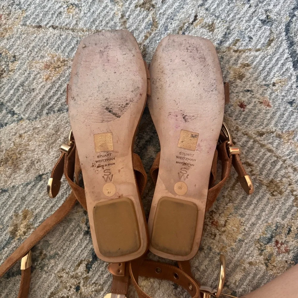 STUART WEITZMAN Maven Suede Flat Sandals FLATS Size 8B